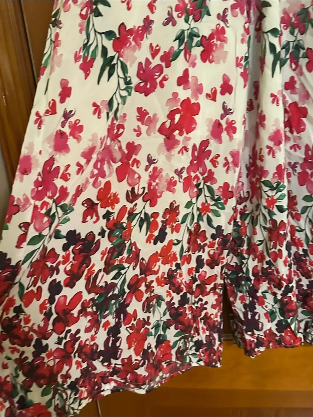 Marchesa Notte Floral Skirt/Like/ Culottes in White with Pink and Green Accents